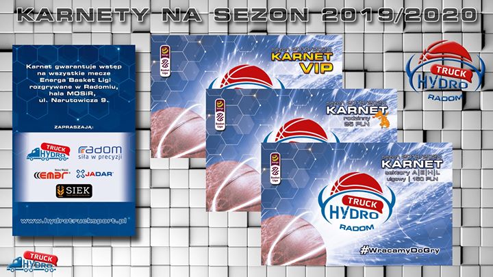 Wszystkich fanów koszykówki zachęcamy do zakupu karnetów na mecze HydroTruck Radom na sezon 2019/2020!!…